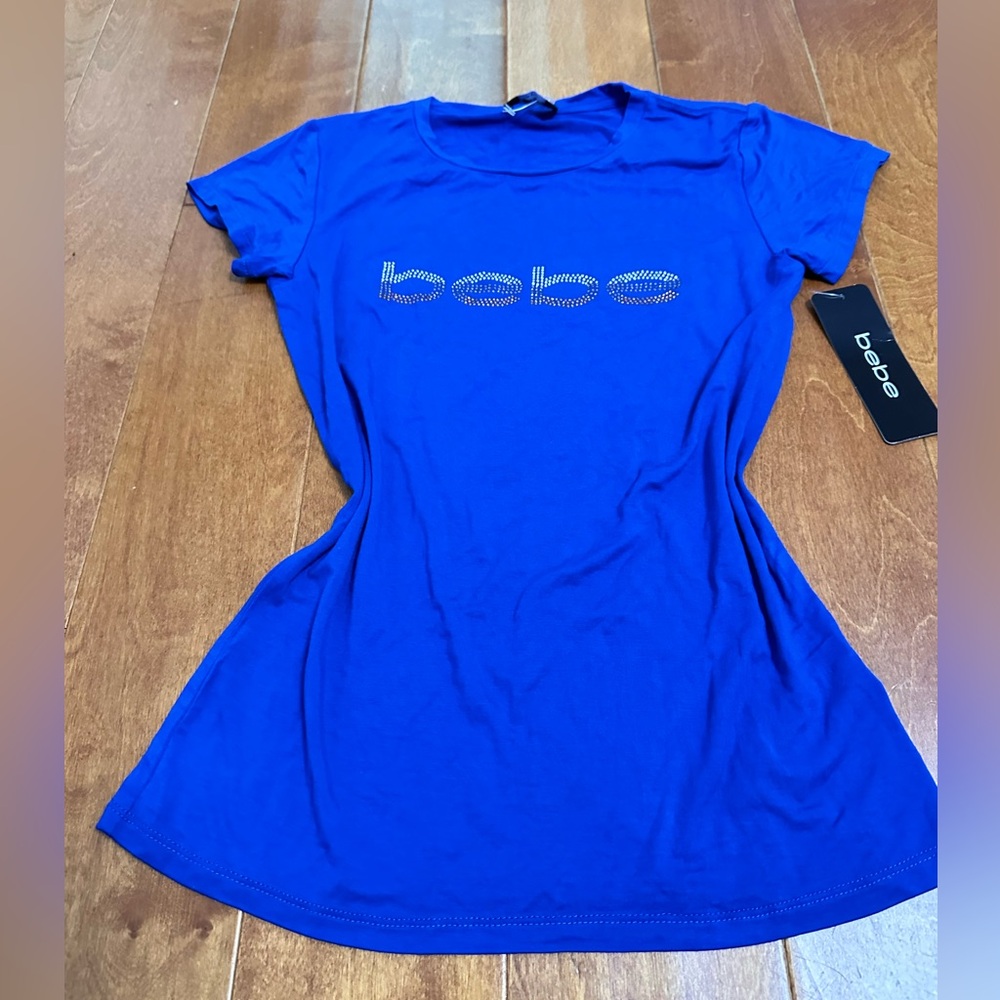 Bebe rhinestones logo tee shirts S